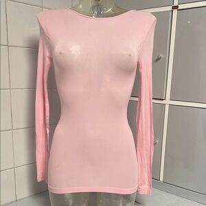 Ballet Pink Deep Scoop Back Sheer Stocking Top GUC